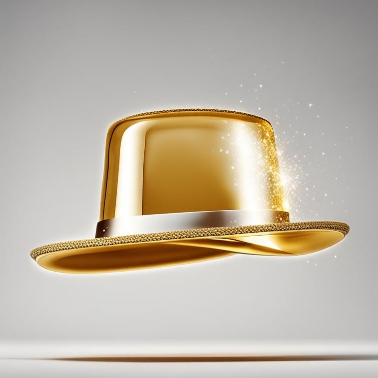 A golden glittering hat