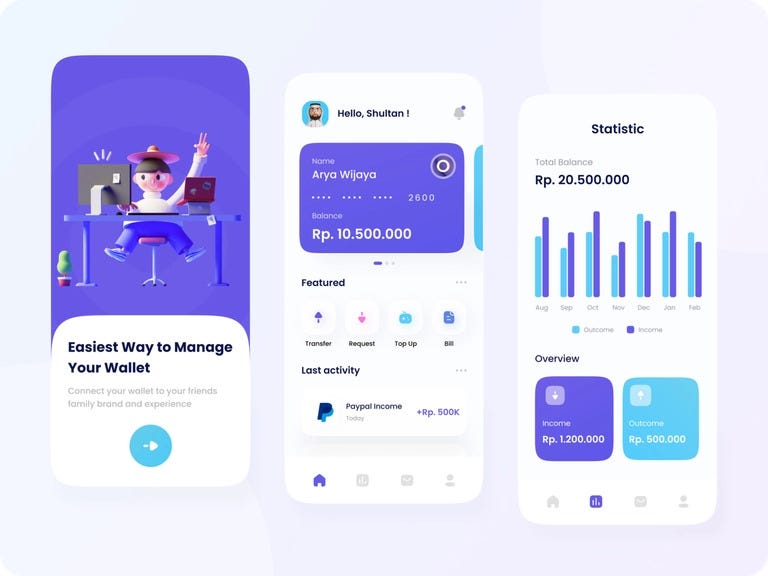 Wallet mobile ui design app