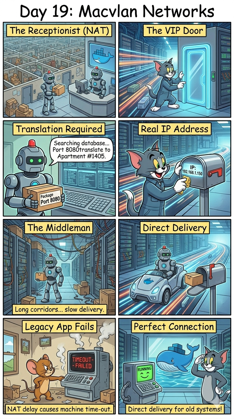 Day 19: Bypassing the Bridge — Mastering Macvlan Networks for Real IP Addresses.