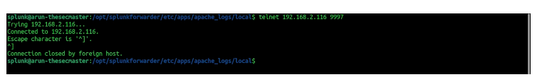 Use the telnet command to test the connection