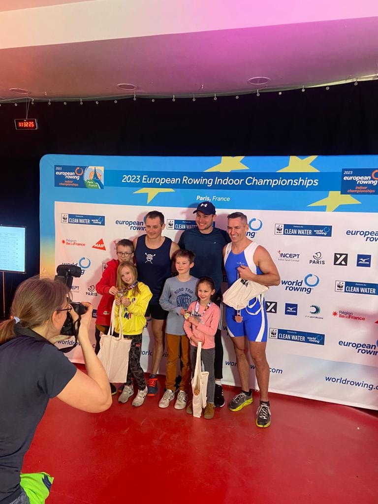 Anders on the podium at the European Indoor Rowing Championships