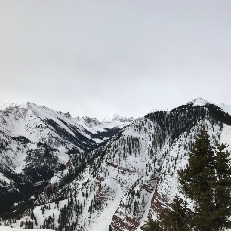 Majestic view of the mountains in Snowmass resort in Colorado.