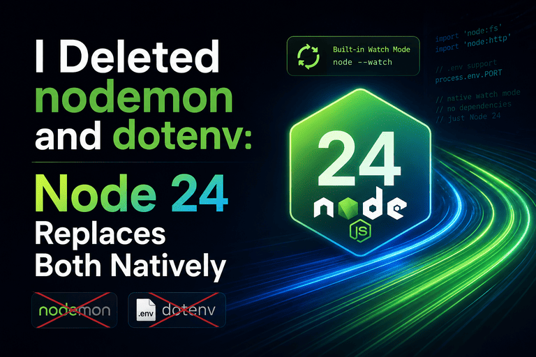 I Deleted nodemon and dotenv: Node 24 Replaces Both Natively