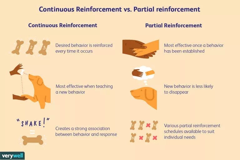 Comparison between Partial and Continuous Reinforcements