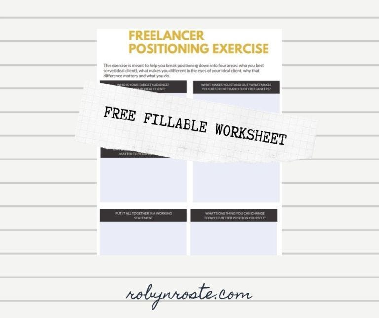 Freelancer positioning worksheet — free download at robynroste.com