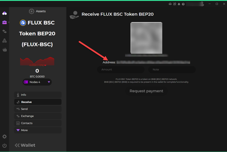Receiving Flux BSC token inside Zelcore