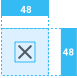 A small rectangle with a 48 x 48 pixel touch point radius as an example on Voices.