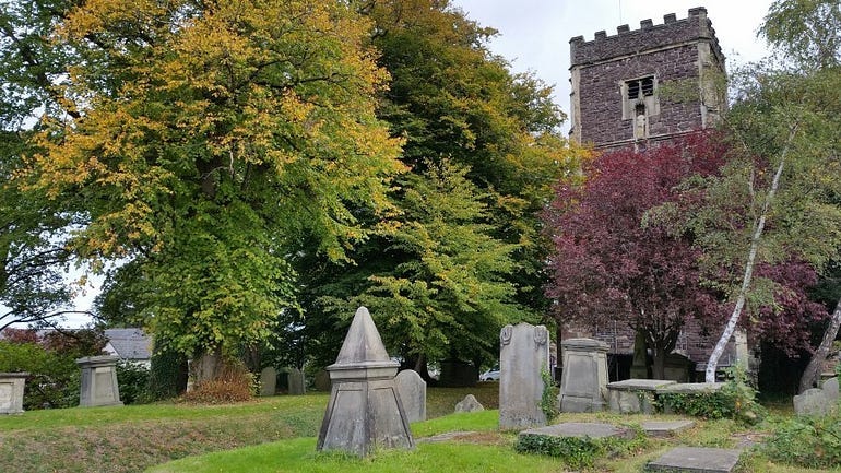 The churchyard of St Woolos’ cathedral, Newport
