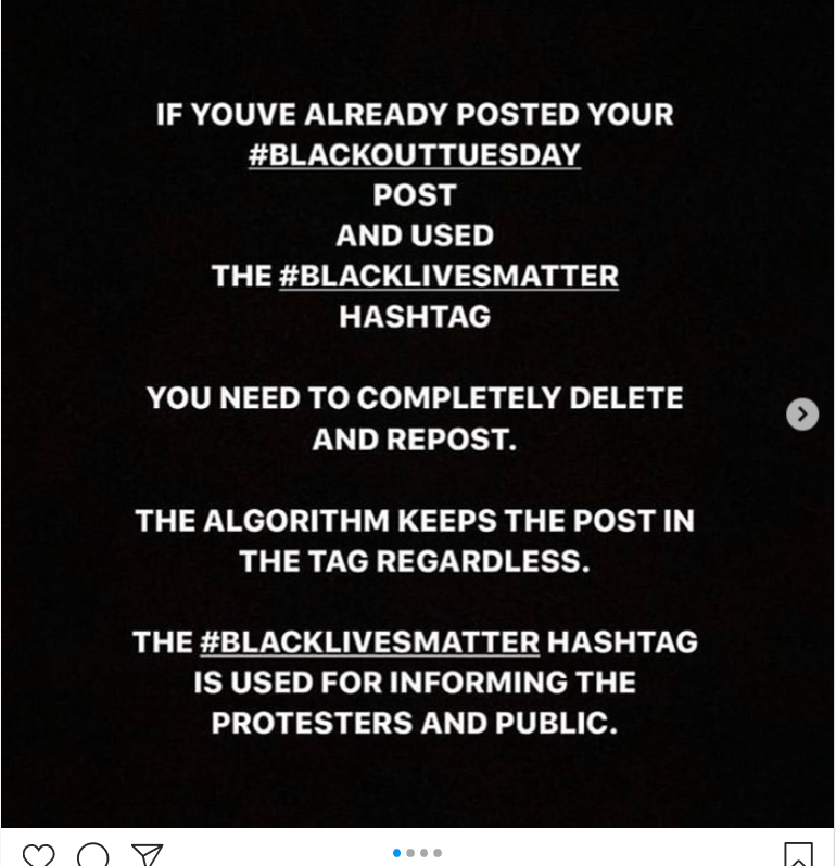 Anonymous screenshot off Instagram urging people to delete their posts.