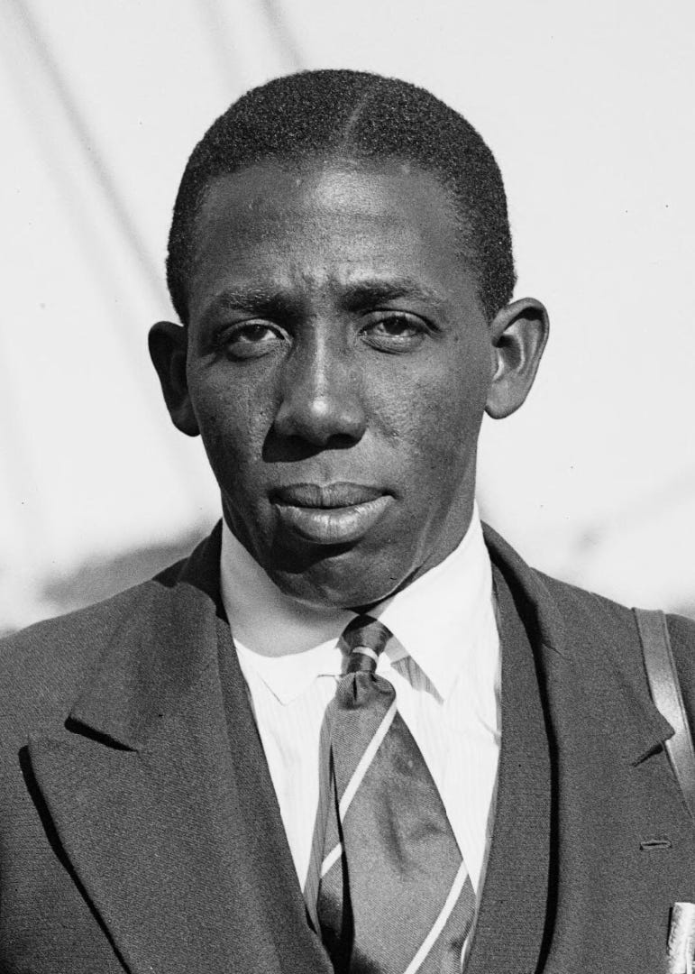 Black-and-white portrait photograph of Learie Constantine