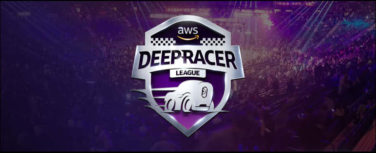 Banner for the AWS DeepRacer league. Purple and majestic.