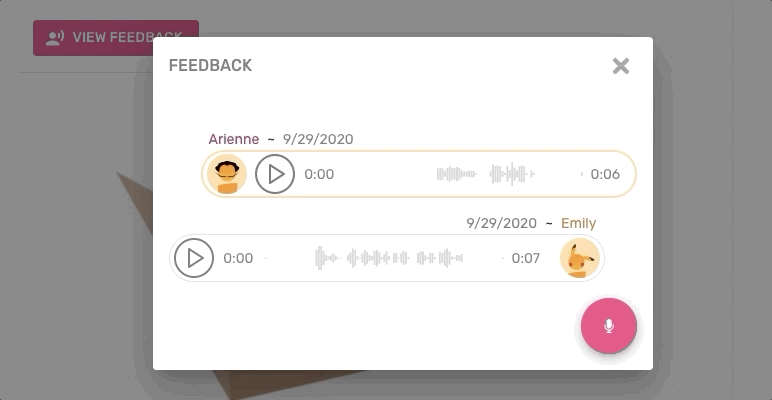 Leave verbal feedback for students to respond in seamless conversational view.