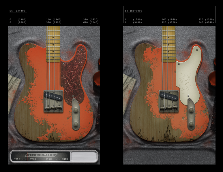 Early concept art by Dado Queiroz, for a custom guitar shop’s guitar configuration app.