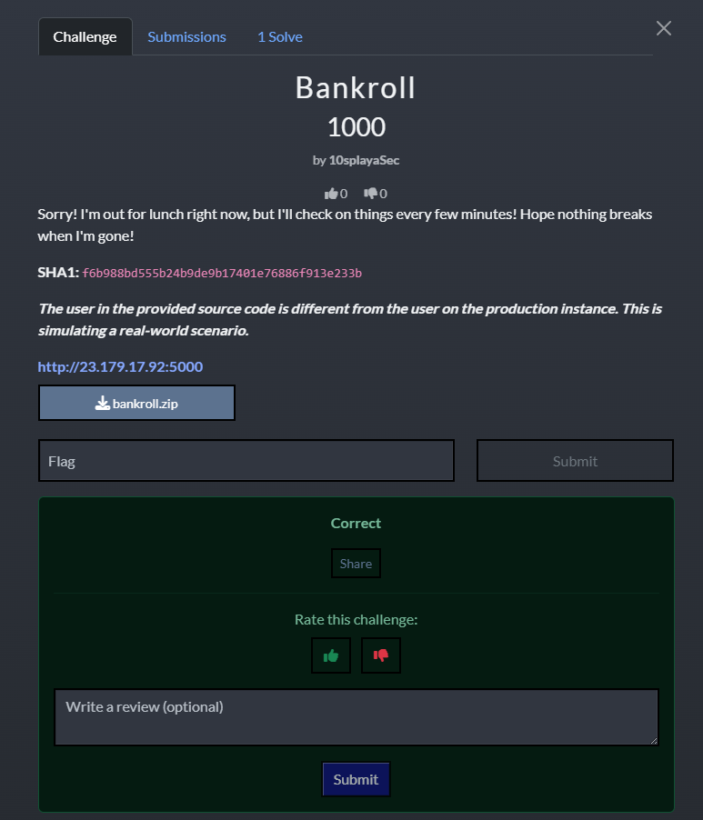 Bankroll CTF@CIT 2026