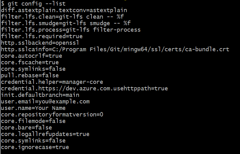 git config list