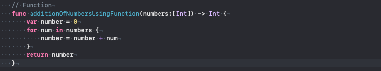 Example of function, which add all elements of an array