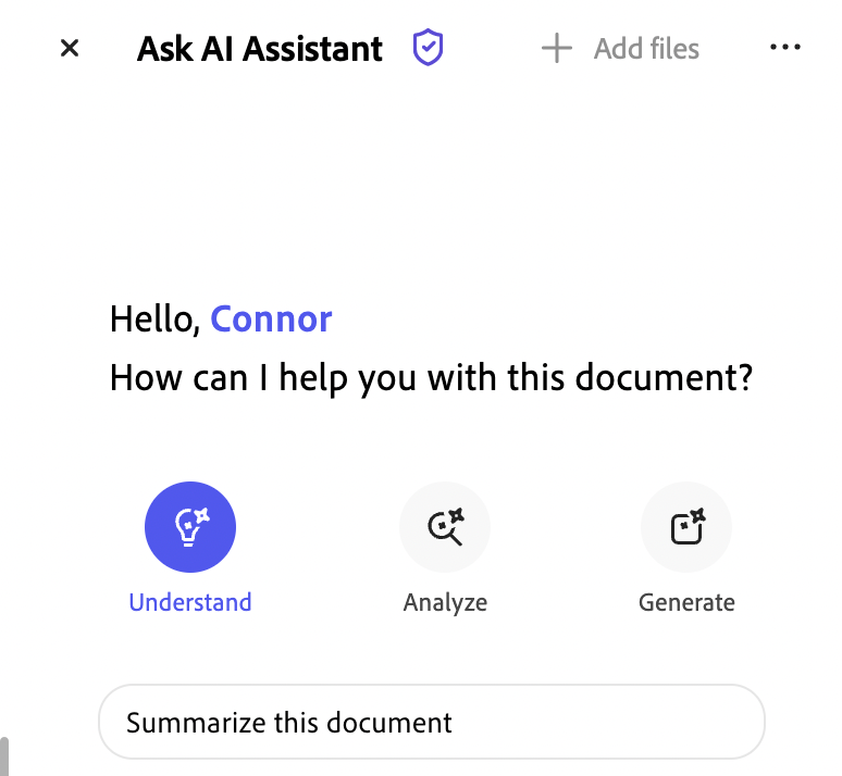 Adobe buttons for taking AI Actions