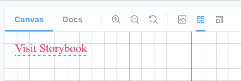 Storybook interface’s grid active