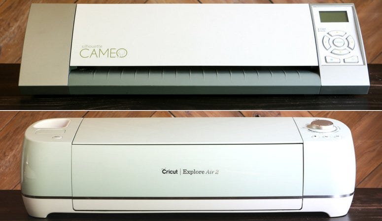 Silhouette vs. Cricut? This post walks you through all the pros and cons so you can decide which cutting machine is right for you! Learn all about the Silhouette CAMEO and Cricut Explore!