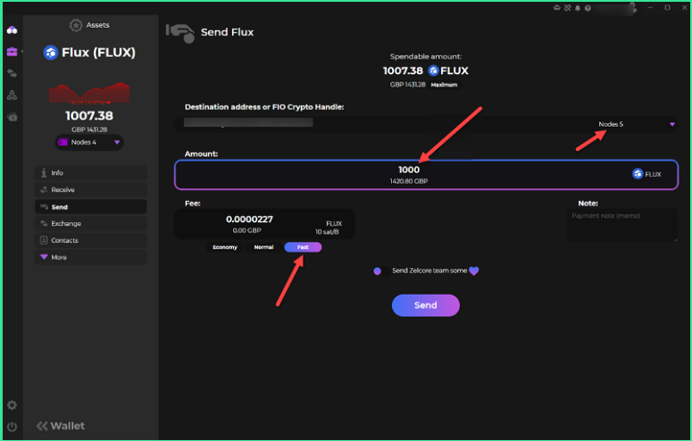 Sending 1000 Flux to run a Cumulus node