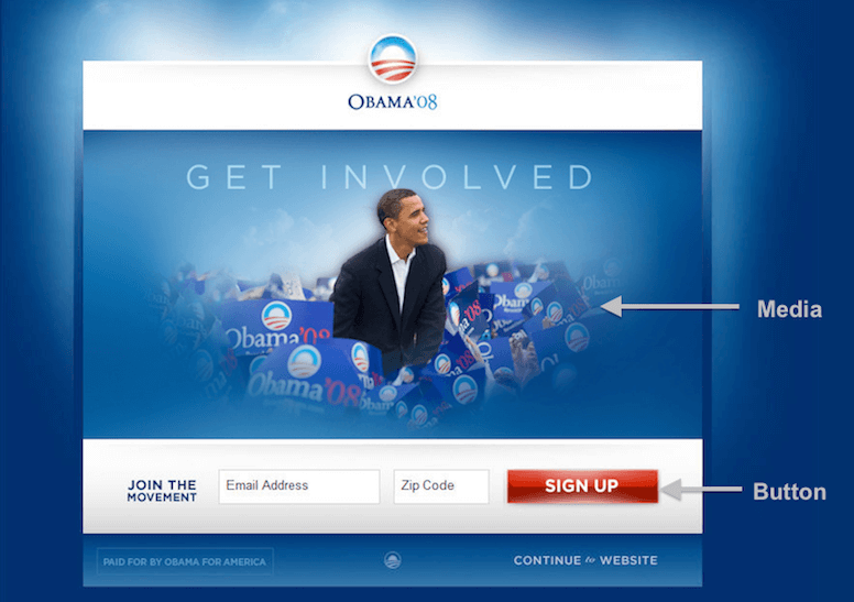 Obama's 2008 Original Homepage 