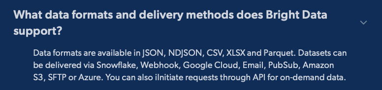 Ready-made datasets are useful only when they can be delivered in formats your data stack actually uses.