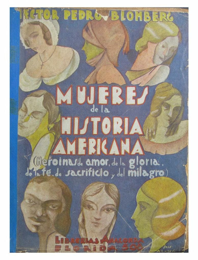 A book cover with portraits of women and the title: Mujeres de la Historia Americana”