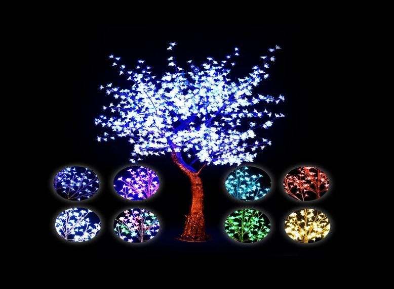 8FT Tall RGBW Shift Color — Lighted Tree Waterproof Cherry Blossom LED Tree