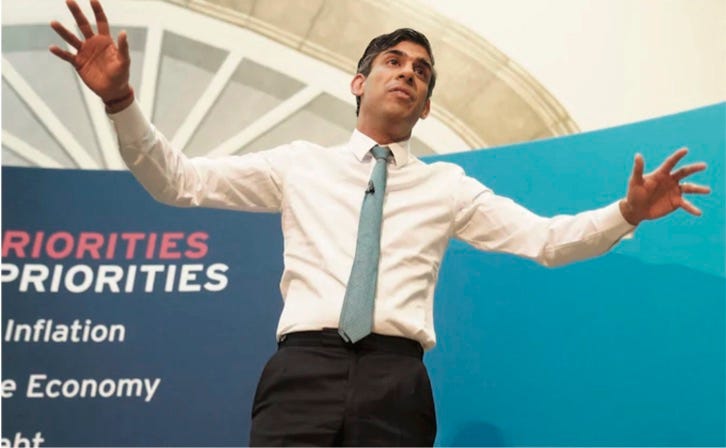 photo of Rishi Sunak spreading his arms