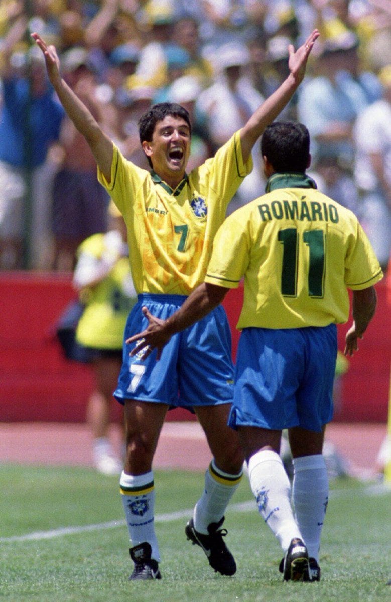 Photo of Romario and Bebeto playing for Brazil