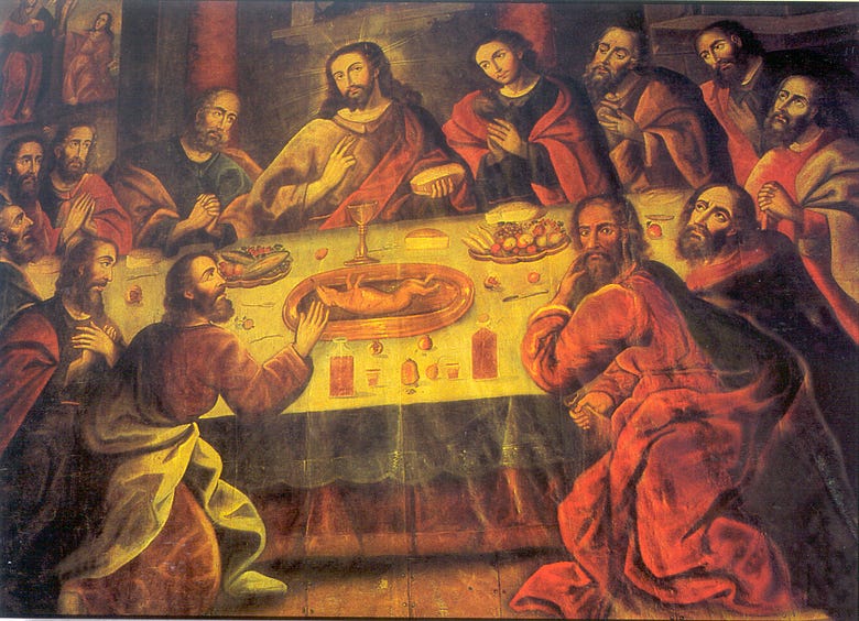 The Last Supper, 1753, by Marcos Zapata with a guinea pig as the main dish