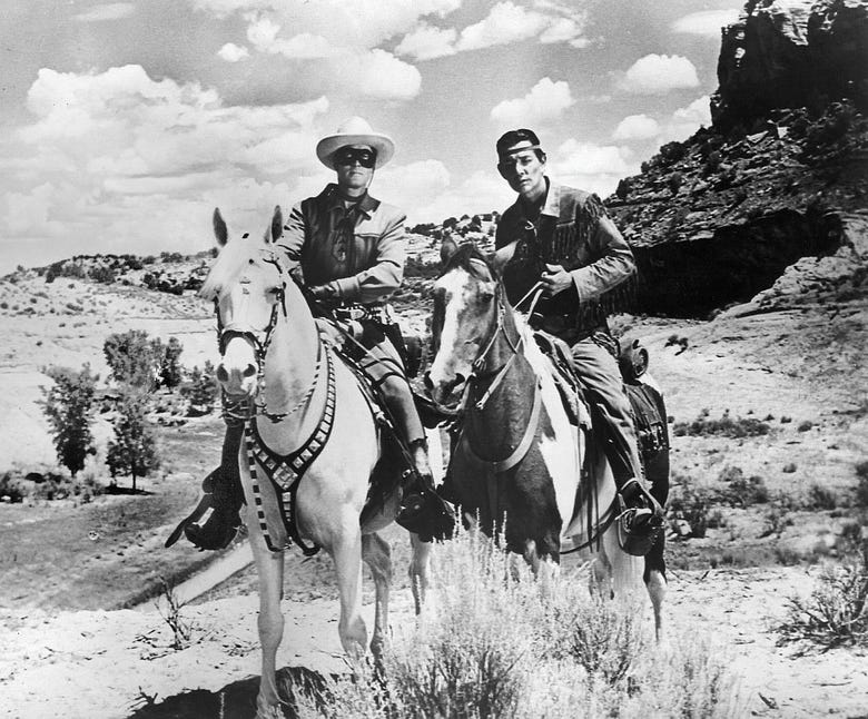 TV’s The Lone Ranger and Tonto riding horses