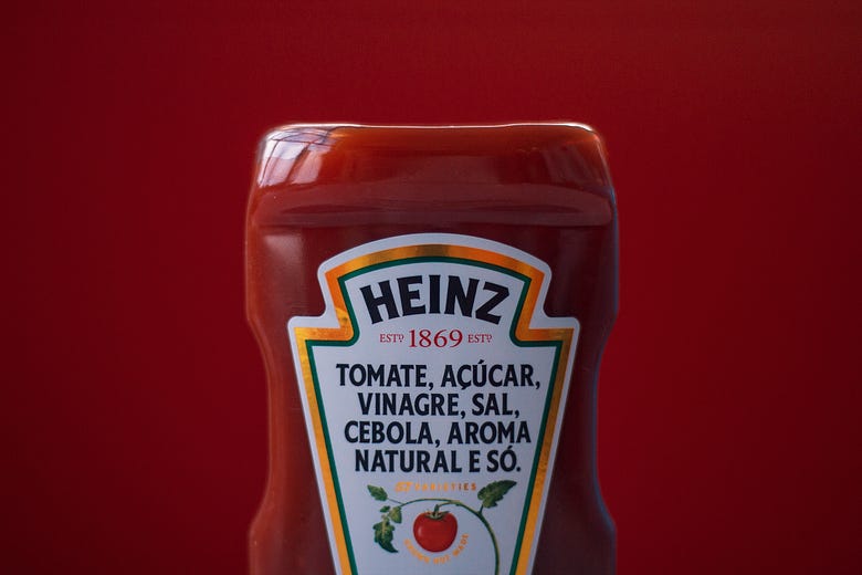 A bottle of Heinz ketchup