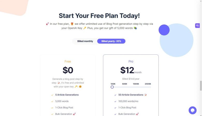 SEOWriting AI Pricing Plans