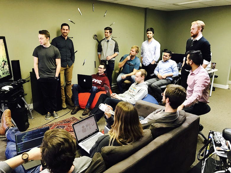 A picture of Demo Day at FreshWorks Studio’s old office in 2017