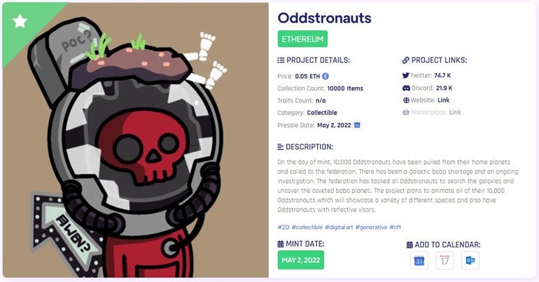 Oddstronauts Drop details