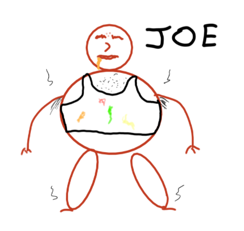 A digital drawing of a fat stick figure man
