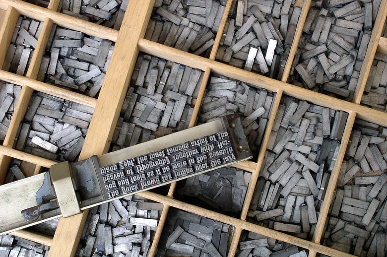 A bunch of printing press keys