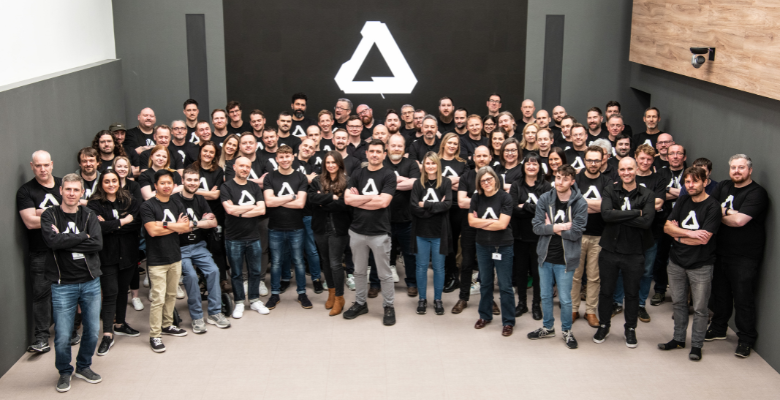 The entire Affinity team posing for a corporate photo.