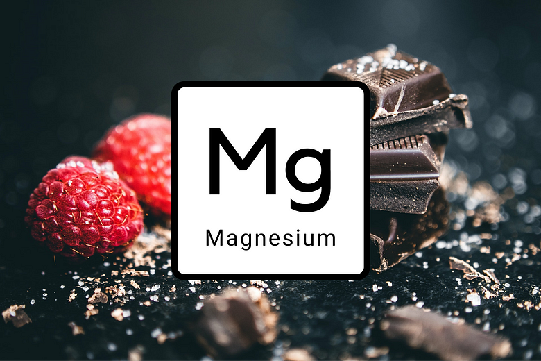 Magnesium in front of berries and chocolate
