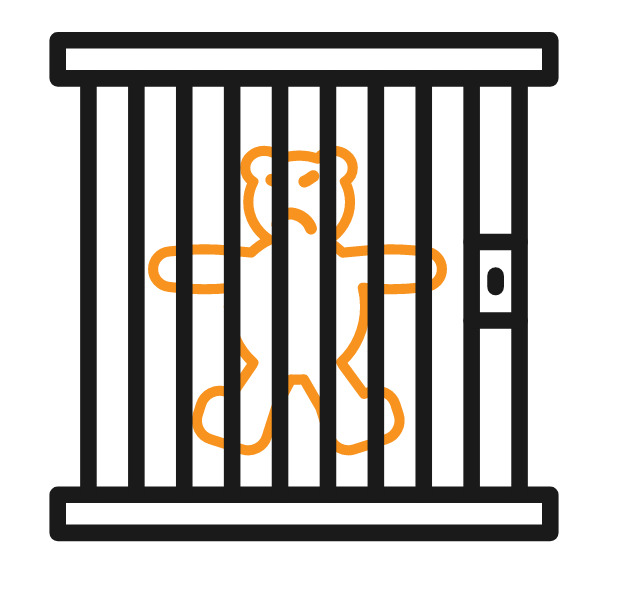 A drawing of a person behind bars in jail