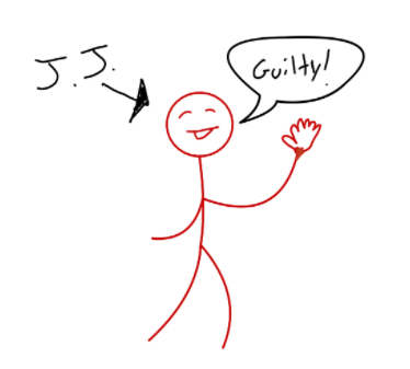 A stick figure saying guilty