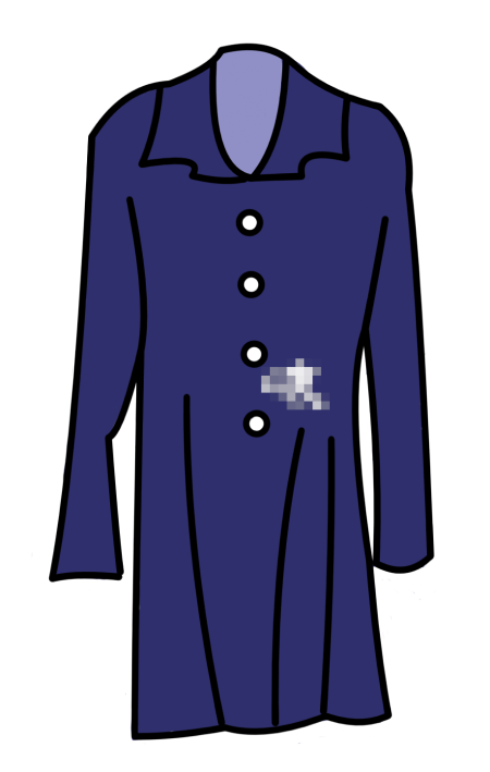 A digital drawing of the infamous stained Clinton dress