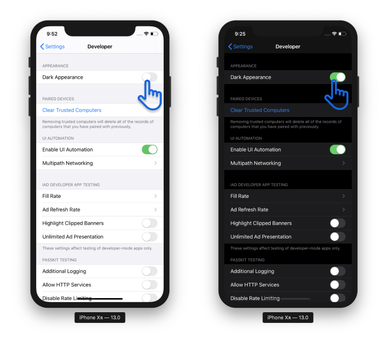 Application in light and dark mode