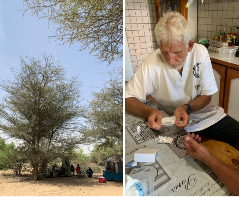 Phenotyping methods reflect different partner approaches and study sites around the world. Photos shown above were captured from partner studies. Sample collection sites include community gathering points in Kenya (left) and a participant’s home in French Polynesia (right).