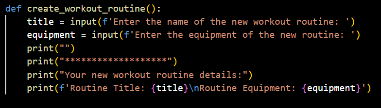 Sample code showing how to set input data to variables and print out variables after user input is captured.