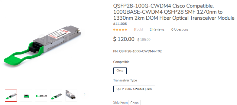 100GBASE-CWDM4 QSFP28 Optical Transceiver Module