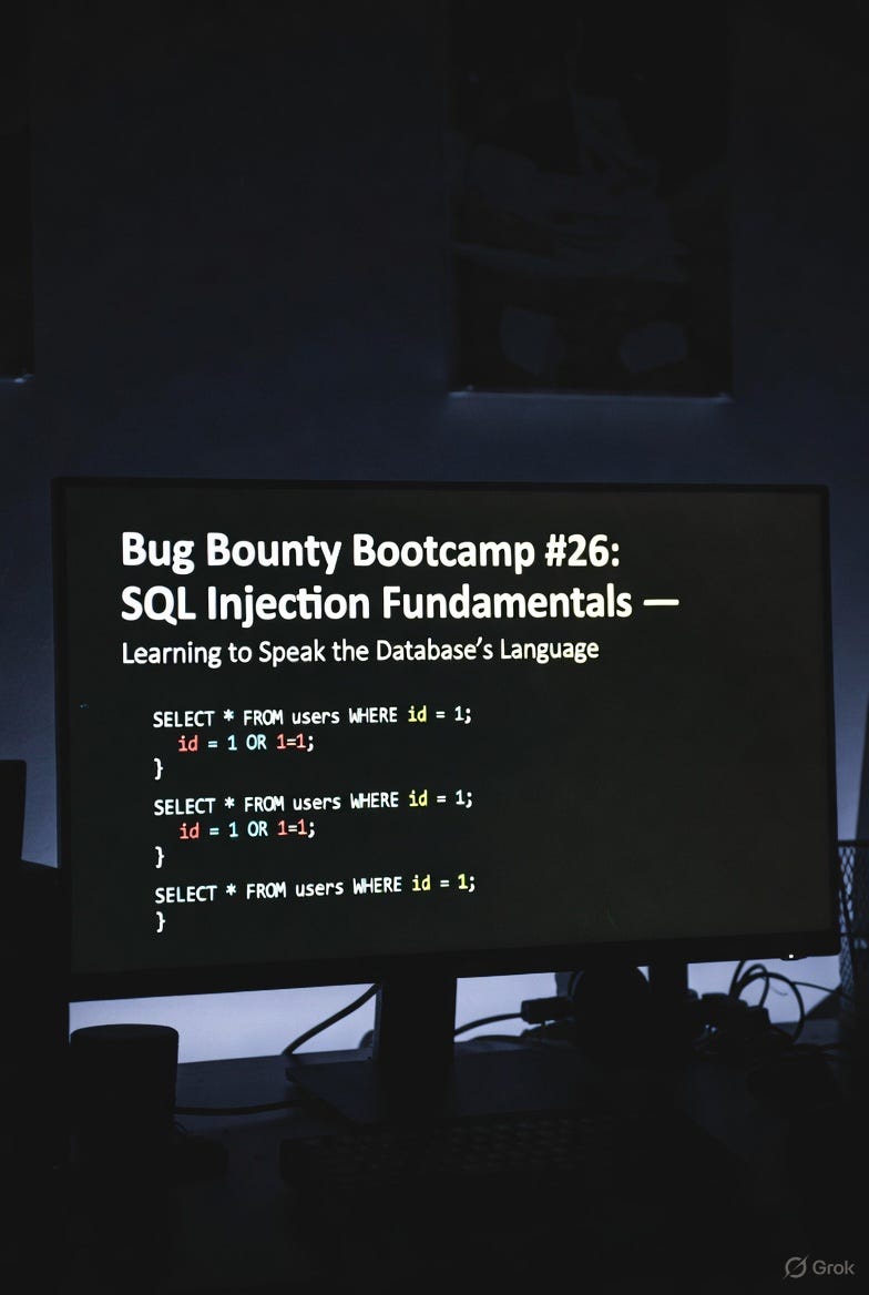 “Bug Bounty Bootcamp #26: SQL Injection Fundamentals — Learning to Speak the Database’s Language”