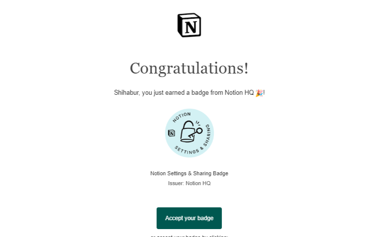 Notion Sharing and Settings badge.