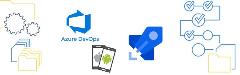 Azure devops logo and a rocket icon that represents azure pipelines